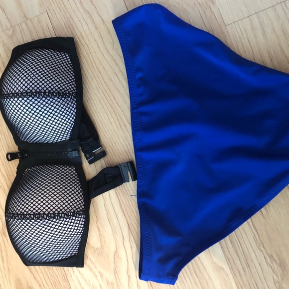Mesh zipper top with royal blue bottoms - Picture 3 of 3